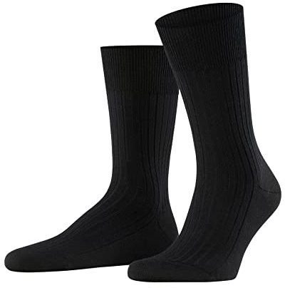 FALKE Men's Bristol Pure M So Wool Plain 1 Pair Socks, Black 3000, 7-8