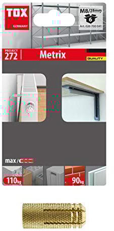 TOX Tassello ad espansione in Ottone Metrix M8x28 mm, 6 pz, 026700041, Dorato