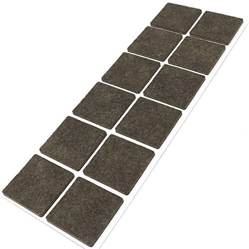 Adsamm® / 12 x deslizantes de Fieltro autoadhesivos/Marrón / 40x40 mm/Cuadrado/Deslizantes de Fieltro para Muebles de 3,5 mm de Grosor/Deslizantes para Muebles y Suelos