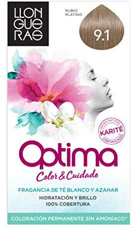 Llongueras Optima Tinte de Cabello Permanente sin Amoniaco Tono #9.1 Rubio Muy Claro Ceniza