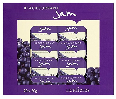 Confezione da 20 porzioni individuali di marmellata di ribes nero Lichfields 20 x 20 g
