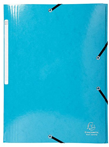 Exacompta Iderama Elasticated 3 Flap Folders, 425gsm, A4 - Light Blue, Pack 25
