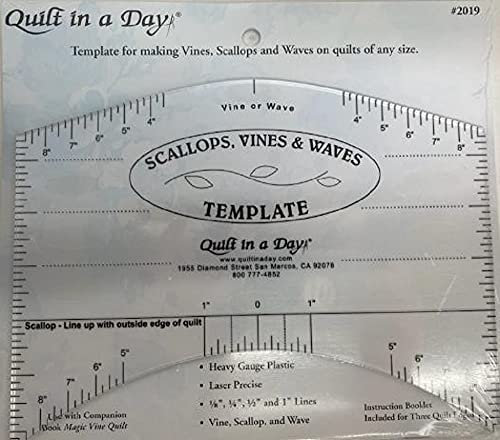 Quilt In A Day 9 x 7-inch Scallops/Vines and Waves Template