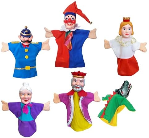 Handpuppen Sortiment Kasperlfiguren 6tlg m Krokodil 25cm