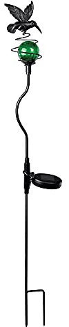Dapo LED-Solar-Außen-Garten-Leuchte-Lampe-Stick Palma Metall schwarz, H: 96cm, Glas grün, Dekorations-Stimmungs-Blumentopf-Party-Leuchte-Lampe
