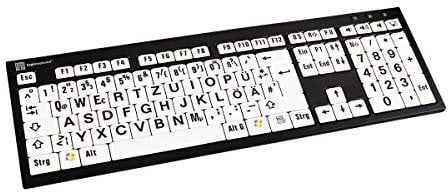 LogicKeyboard LKB-LPBW-BJPU-DE PC Nero Slimline Tastatur LargePrint schwarz auf Weiss deutsch
