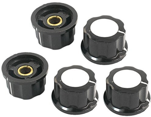 sourcing map 5 x 6 mm Schaft Kunststoff Potentiometer Knöpfe Caps Schwarz Silber Ton de