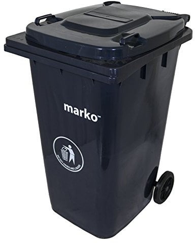 Marko 240L Wheelie Bin Household Council Rubbish Recycling Green/Grey Outdoor Waste (Grey)