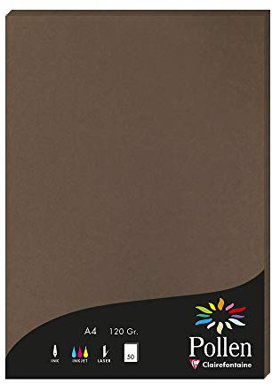 Clairefontaine 4292C Packung mit 50 Karten Pollen 120g, DIN A4, 21 x 29,7cm, Braun