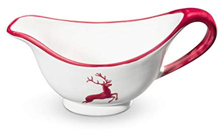 GMUNDNER KERAMIK Sauciere Füllmenge : 0.2 Liter bordeauxroter Hirsch Geschirr, handgemacht in Österreich