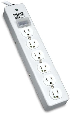 Eaton Tripp Lite SPS610HGRA Medical-Grade Surge Protector Power Strip for Hospitals & Nursing Homes, 6 Outlets, 10ft Power Extension Cord with Flat Plug, 1050 Joules, On/Off Switch, UL 1363 Certified
