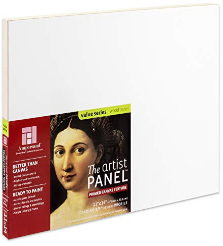Ampersand Art Supply Wood Gesso Art Painting Panel: Canvas Texture, 3/4 Cradled Profile, 11x14