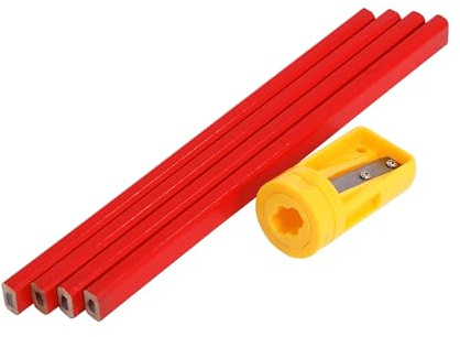 Neilsen CT2867 Carpenters' Pencils with Sharpener – 4 Pc – Soft Lead for Clear Marking – Ideal for Carpenters, Joiners, and DIY Projects