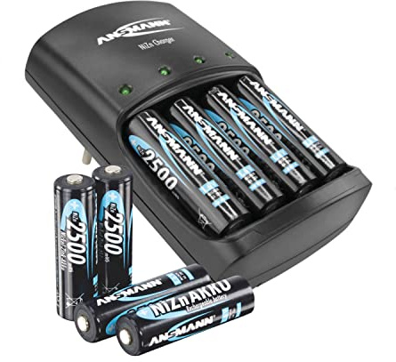 Ansmann Schnell-Ladegerät für NiZn 1,6 Volt Akku mit 4x 2500mWh Mignon AA