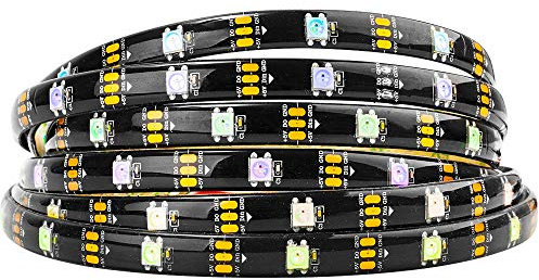 BTF-LIGHTING WS2812B GRB IC 5M 30LEDs/M 150LEDs Individuell adressierbar 5050SMD LED Streifen Schwarz PCB Nur DC5V IP65 Wasserdicht Vollfarbig Flexibel Traumfarbe LED Pixel Strip für Innendekoration