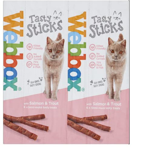Webbox Cats Delight Tasty Cat Salmon and Trout Treats, 6 Sticks