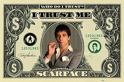 Close Up Scarface Dollarschein (Who do I Trust?) (91,5cm x 61cm)