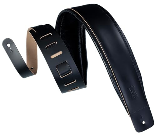 Levy's Leathers 3 Extra-Long Genuine Leather Guitar Strap with Garment Leather Backing; Black (DM1PD-XL-BLK)