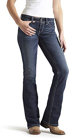 ARIAT Women’s Mid Rise Stretch Whipstitch Boot Cut Jean Ocean
