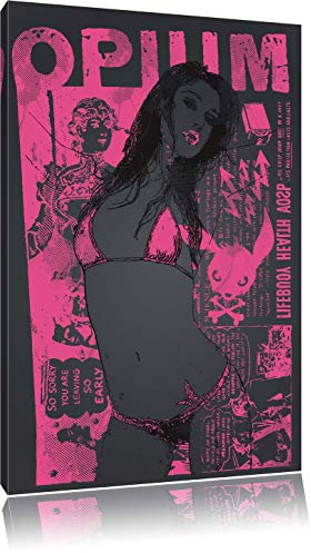 Pixxprint Opium Black, Größe: 100x70cm, Leinwandbild, fertig gespannt, Wandbild, Dekoration, Kunstdruck, kein Poster