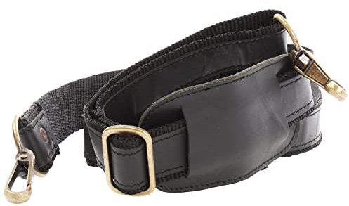LECONI Trageriemen Leder Nylon Schulterriemen breiter Schultergurt für Taschen Umhängegurt längenverstellbar 4x150cm schwarz LEC-R2