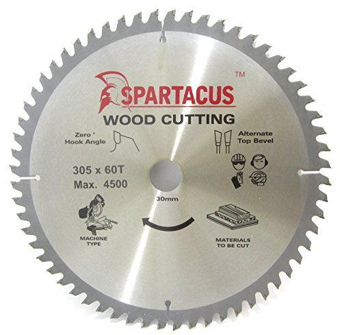 Spartacus 305mm Diameter x 60 Teeth x 30mm Bore Wood Cutting Mitre Chop Saw Blade Fits Ryobi TSS-305
