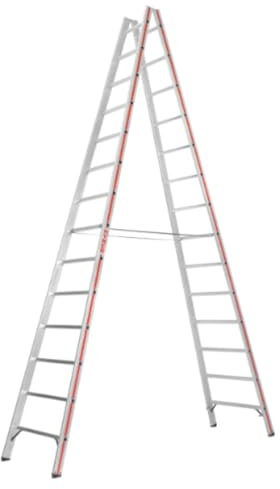 HYMER Sprossenstehleiter SC60, beidseitig begehbar, 2 x 14 Sprossen, 602328