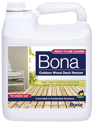 Bona Outdoor Wood Decking Cleaner & Reviver Liquid, 4 Litre Bottle