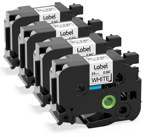 Label KINGDOM TZe-251 Schriftband 24mm Kompatibel mit Brother P-Touch Bänder 24mm TZe Schriftband TZ Tape 24 mm 0.94 Laminated White Schwarz auf Weiß für Brother PTouch PT-D600 PT-D610BT PT-P710BT