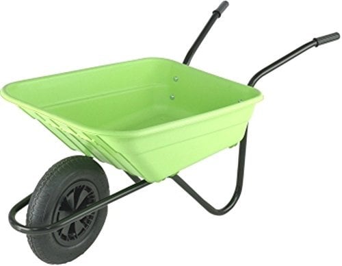 Walsall Wheelbarrows 90Ltr Shire Plastic Green Wheelbarrow Barrow in a Box, Lime - Pneumatic Wheel