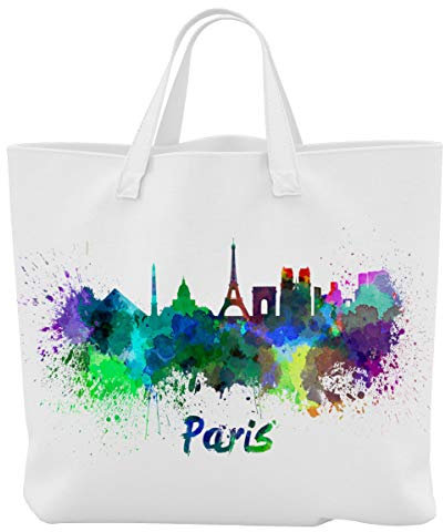 Merchandise for Fans Einkaufstasche - 45 x 42 cm x 9,5 cm - Motiv: Frankreich Paris Hauptstadt Silhouette - 03