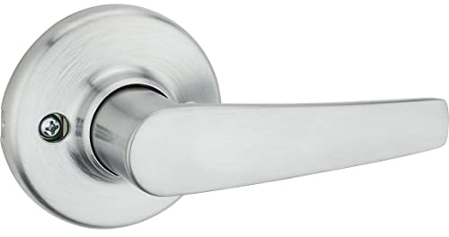 Kwikset Delta Dummy Door Handle, Single Sided Lever for Closets, French Double Doors, and Pantry, Satin Chrome Non-Turning Reversible Interior Push/Pull Lever