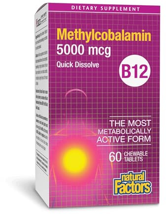 Natural Factors Methylcobalamin B12 5000 mcg, 60 Chewable Tablets