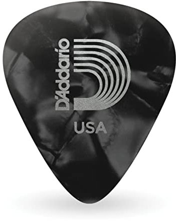 D'Addario Celluloid Guitar Picks - Guitar Accessories - Picks for Acoustic, Electric & Bass - Natural Feel, Warm Tone - Black, Medium, 10-Pack