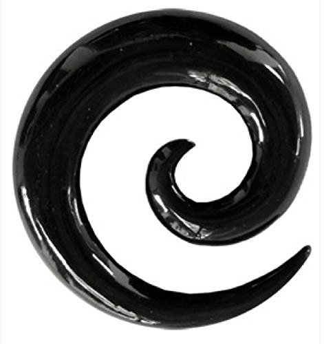 CHICNET Tribal Buffalo Horn Piercing Expander schwarz Spirale Dehnschnecke Dehnspirale Dehner Lobe Flesh Ohr Schmuck Damen Herren Unisex Handarbeit Taper Schnecke 02 mm