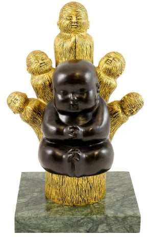 Kunst & Ambiente - Buddha in Meditation - Dhyani Buddhas - signiert von Martin Klein - Skulptur - Bronzefigur - Deko Figur in Bronze