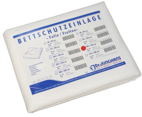 Dr. Junghans Medical 10212 Matratzen-/Nässeschutz Bettschutzeinlage, Folie/Frottee, 100 x 150 cm
