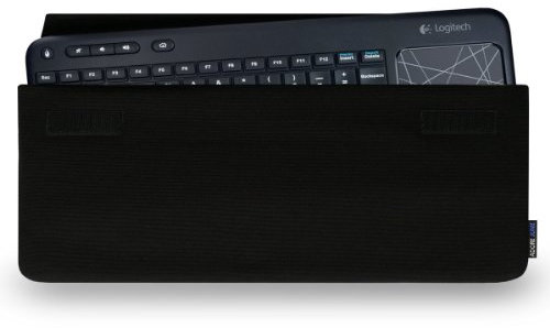 Adore June Keeb Schützhülle kompatibel mit Logitech Wireless Touch Keyboard K400 Plus und K400 Professional, Praktische Stoff-Tasche zum Mitführen der Tastatur, Schwarz