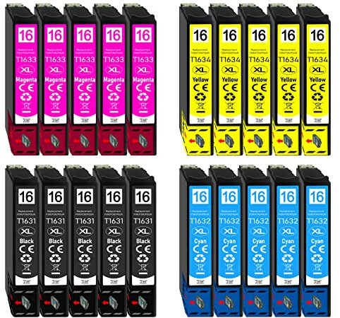 Druckerparadies 20er-Set kompatibel für Epson 16XL Druckerpatronen Workforce WF-2010, WF-2110, WF-2110W, WF-2510, WF-2520, WF-2530, WF-2540, WF-2630, WF-2650, WF-2660, WF-2750, WF-2760