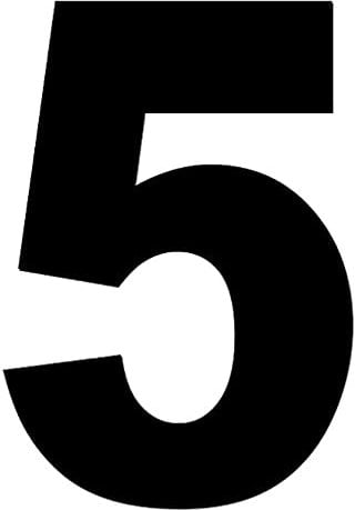 Merriway BH04029 (4 Pcs) Black Vinyl Stick-On Wheelie Bin Post Box Crate Dust Bin Numbers 75mm (3 inch) Number 5 - Pack of 4 Pieces