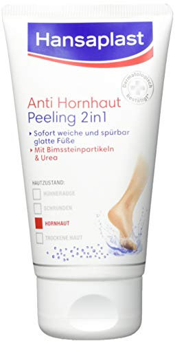 Hansaplast Anti Hornhaut 2in1 Peeling, Hornhaut Entfernung mit Bimsstein und Gebirgssalz, Fußpeeling für sofort samtweiche Füße, 75 ml