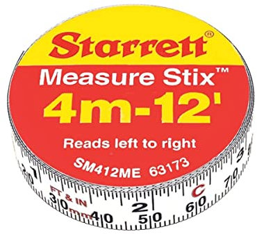 Starrett 4M Maßband Stix - SM412ME Präzisionsstahl imperiale und metrische Messung - Heimwerker Lest-to-right Reading Langlebiges Klebeband