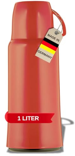 Helios Elegance - Termo rojo de 1,0 l – 6 h caliente – Mantiene las bebidas calientes y frías – Diseño robusto – Ideal para viajes