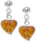 InCollections Damen-Ohrhänger Herz 925 Sterling Silber 2 Bernsteine gelb 20 mm