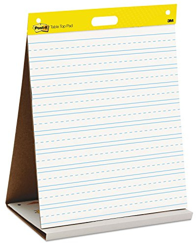 Post-it Super Sticky Tischstaffelei, ideal für virtuelle Lehrer und Studenten, 50,8 x 58,8 cm, 20 Blatt/Block, 1 Block (563PRL), tragbares weißes Premium-Flipchart-Papier, gebaut in Staffelei