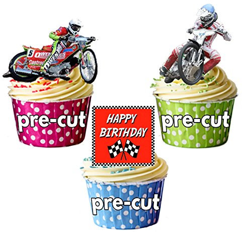 Speedway Happy Birthday Kuchen Dekorationen – 12 Esspapier Cup Cake Topper