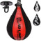 AQF Leder Speed Ball & Swivel Boxing Boxsack MMA Speed Bag Trainingsset (Schwarz Rot)