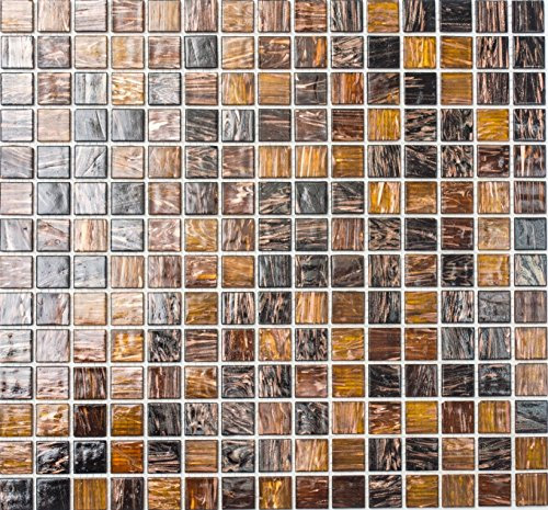 Mosaik Quadrat mix Goldstar braun Glas changierend Effekt italienischer Stil Fliesenspiegel, Mosaikstein Format: 20x20x4 mm, Bogengröße: 327x305 mm, 10 Bögen