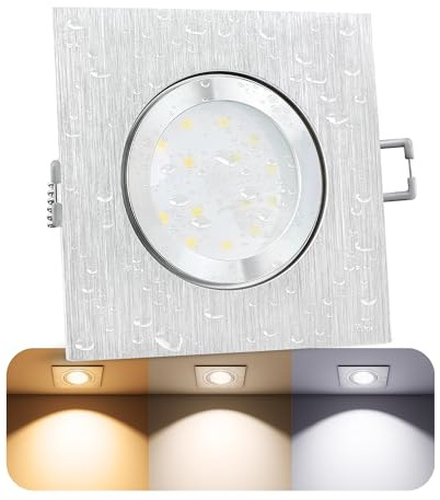 SSC-LUXon QW-2 flache Einbauleuchte IP44 LED Bad in Alu gebürstet eckig mit 4W drei einstellbaren Lichtfarben 3CCT LED Modul 230V