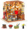 Robotime Poupées en Bois modèle Kits rénovation de Meubles - Kit de Construction Woodcraft Green House Bricolage - Jouets éducatifs, Mini Maison Miniature Diorama à la Main (Library)